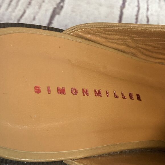 SIMON MILLER Shoes Womens 41EU 11US Low Raid Textured Leather Platform Mules - Picture 9 of 10